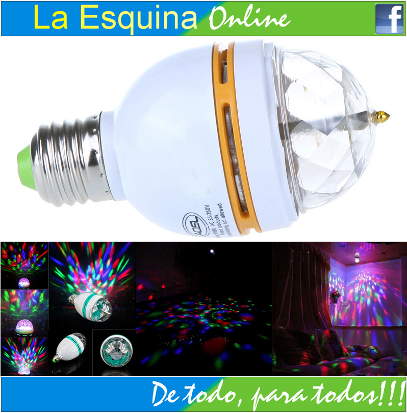 Foco multicolor giratorio, tipo psicodélico de 3W LED.